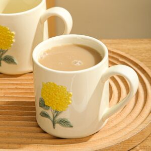 1pc Porcelain Mug, Modern Floral Pattern Work Office Mug